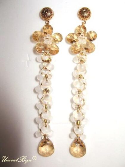 Cercei ”Gold Flower”, Swarovski Elements