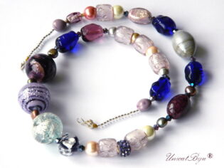 Colier ”Violet Silver Night”, Murano (7592)