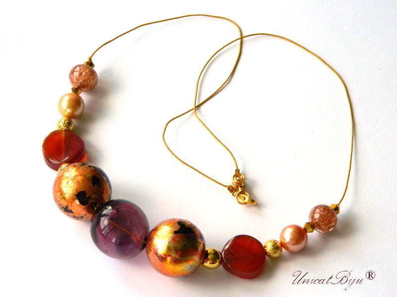 Colier ”Sunset Gold Divine”, Murano (7766) - imagine 3
