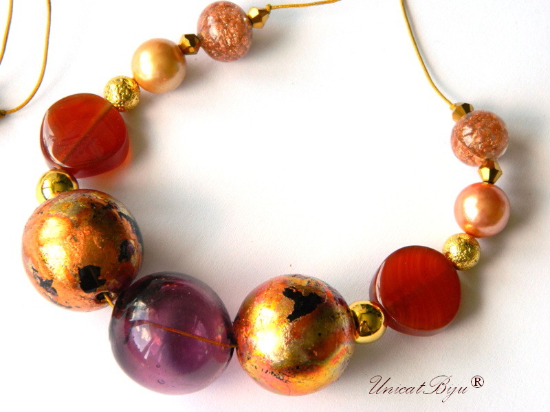 Colier ”Sunset Gold Divine”, Murano (7766) - imagine 4