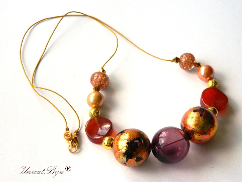 Colier ”Sunset Gold Divine”, Murano (7766) - imagine 5