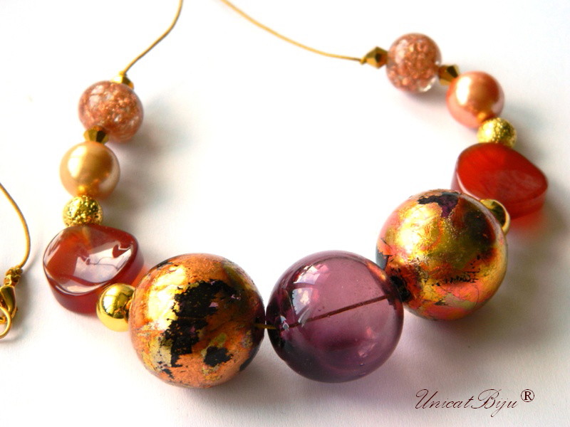 Colier ”Sunset Gold Divine”, Murano (7766) - imagine 6