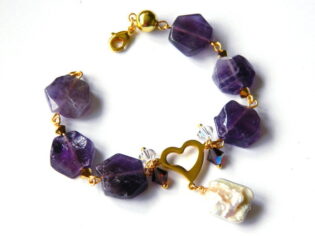 VANDUT - Bratara ”Amethyst Gold Heart” (8658)